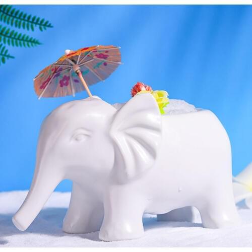 Cute White Elephant Ceramic Cup Cocktail Cup Bar Tiki Cup Wine Cup