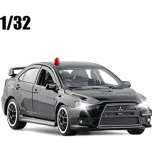 1/32 Simulation Alloy Lancer EVO IX 9 Police Model Toy Car Sound Light EVO X 10 Die Cast Car For Children Gift Toys