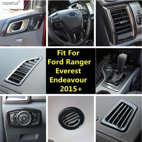 Handle Bowl Air AC Head Light Gear Shift Cover Trim Carbon Fiber Accessories For Ford Ranger / Everest / Endeavour 2015 - 2020