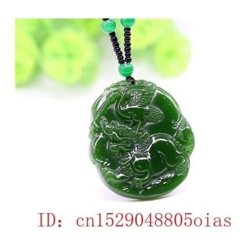 Natural Green Chinese Jade Dragon Pendant Necklace Charm Jadeite Jewelry Carved Amulet Fashion Accessories Gifts for Women