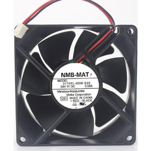 Original 3110RL-05W-S20 24V 0.08A 8CM 8025 2-wire cooling fan