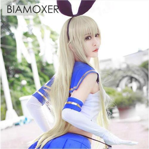 Biamoxer Shimakaze cosplay wig Kantai Collection play wigs Halloween hair Cosplay Wig Heat Resistant