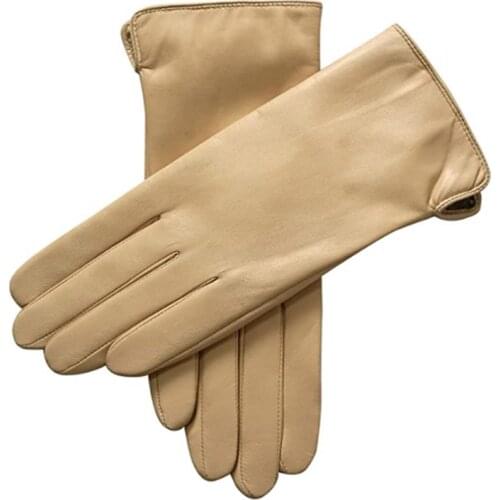 Real Leather Gloves Female Thermal Cashmere Knitted Lined Autumn Winter High Quality Goatskin Womens Driving Touchscreen L193