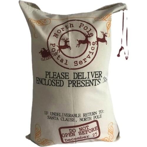 Personalised Christmas Stockings Bags Santa Cotton Linen Gift Sack Decoration Bag Xmas Candy Present Storage Drawstring Bag