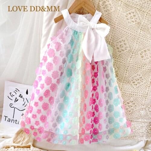 LOVE DD&MM Girls Princess Dresses 2021 Summer Children Clothing Cute Three-dimensional Flower Sleeveless Bow Dress Party Fancy