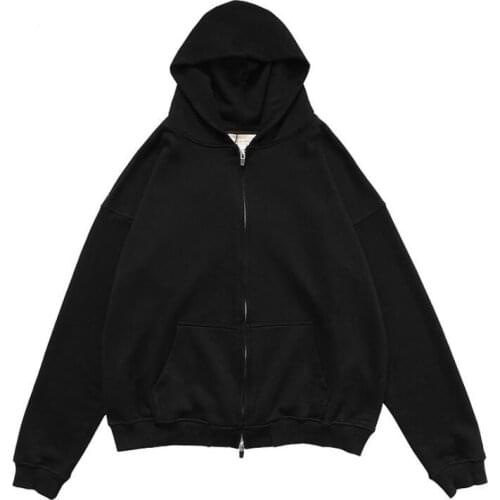 2020 Spring Cotton Comfortable Men Hoodie Loose Plus Size Casual Solid Color Zipper Pocket Boy Sweatshirt