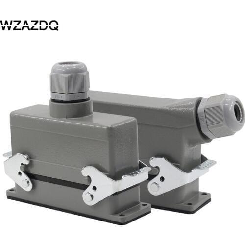 Rectangular heavy-duty connector HE-024 core industrial waterproof aviation plug socket outlet line or side outlet 16A 500V AZDQ
