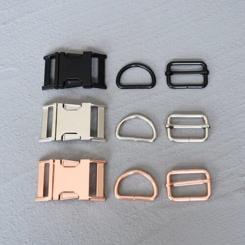 1 Set 30mm DIY Accessory Metal Buckle Adjust Buckle D Ring Three-Piece Use For Pet Dog Collar Dog Leash 3 colours 30-3s
