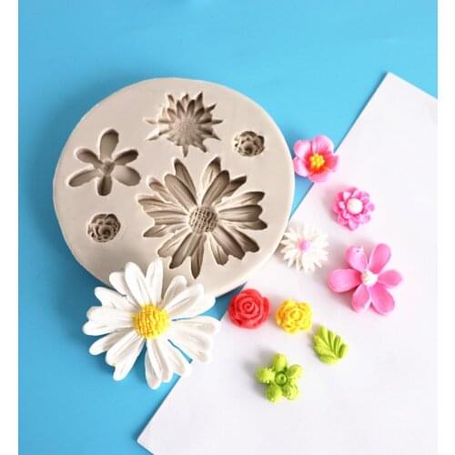Sunflower Flowers Shape Silicone Mold Cake Border DIY Decoration Chocolate Sugar Craft Polymer Clay Crafts 3D Mould Tools