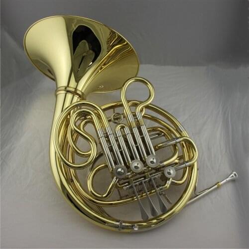 Gold lacquer French Horn Brass body Cupronickel tuning pipe 4-key Double