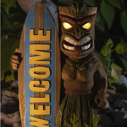 Tiki Guard Solar Powered Outdoor Decor LED Garden Light Decoration Crafts Gardening Sculpture Lawn Lamp For Courtyard Ornament