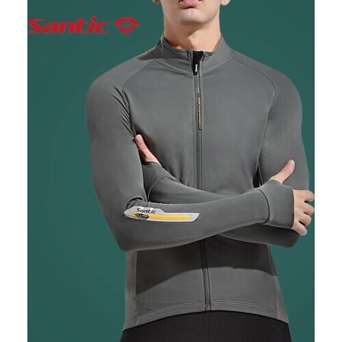 Santic Men Long Sleeve Cycling Jerseys Pro Fit Mtb Road Bike Top Jersey Autumn Winter Fleece Lining Bike Jerseys Asia Size S-4XL