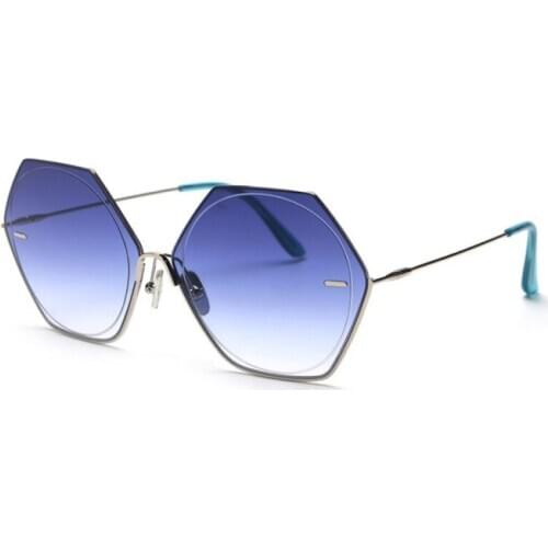 Veshion Luxury Rimless Sunglasses Women Gradient Vintage Sunglasses Men 2020 Brand Fashion Hexagon Retro Sunglasses UV400