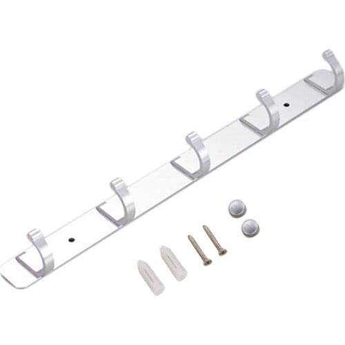 Space Aluminum Hooks Bar Coat Hat Clothes Robe Holder Rack Wall Mounted 5 Hooks Hanger Organizer for Bathroom Kitchen