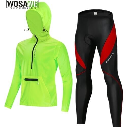 WOSAWE Cycling Jacket Hooded Reflective MultiFunction Jersey Road MTB Bike Bicycle Windproof Quick Dry Rain Coat Windbreaker
