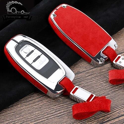 Zinc alloy leather Key Rings Protection Cover for Audi A4L A5 A6 A6L Q5 S5 S7 Protect Shell Car Styling Cover Case