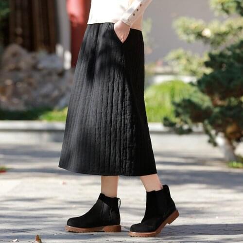 2018 New arrival Women warm winter bud skirt thick Jupe retro long skirts cotton-padded female bottom Falda