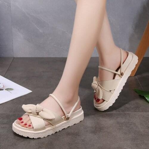 Womens Sandals Summer Fairy Style 2021 New Fashion Student Platform Roman Flat Shoes
