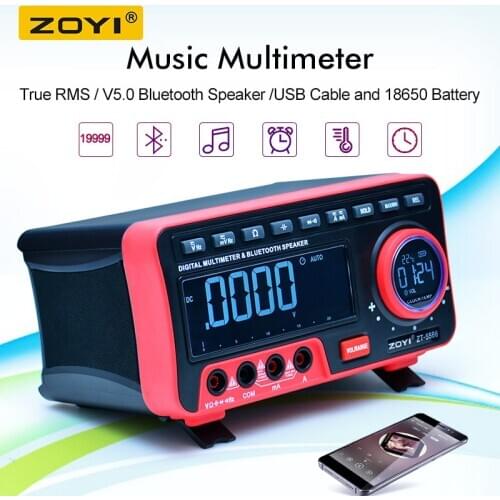 ZOYI Desktop Multimeter ZT-5566 Dual Screen EBTN 19999 Counts + BT Speaker Voltage Current Cap Hz Tester with clock