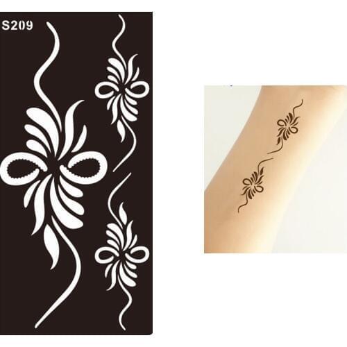 1pc Black Henna Tattoo Women Body Arm Art Painting Fake Flower and Lace Stencil Waterproof Temporary Tattoo Stickers Design S209