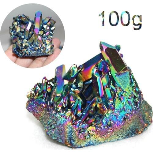 100g Crystal Titanium Cluster Mineral Natural Specimen Reiki Healing Rainbow Crystal Healing Mineral Stone Craft Decoration