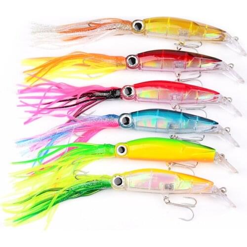 14cm 40g 1pcs Hard Fishing Lure Fish Bait 6 Color Squid High Carbon Steel Hook Octopus Crank For Artificial Tuna Sea Allure Tool