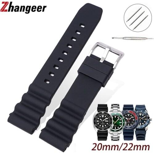 20mm 22mm Silicone Strap For Seiko SKX007 SRP777J1 CITIZEN Diving Sport Waterproof Wrist Band Bracelet Smart Watchband For Casio