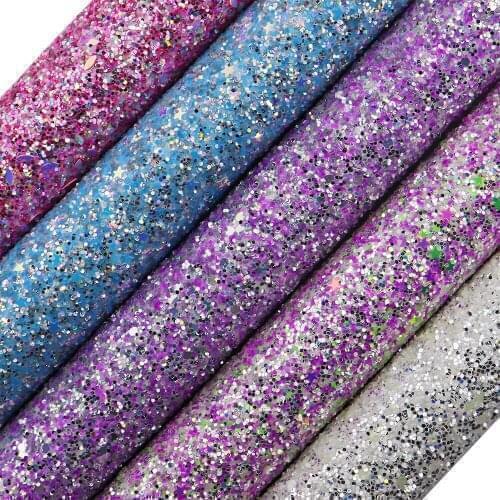 30x134cm Roll Mix Colorful Chunky Glitter Fabric Leather With Twill Backing For Shoes Bows Wedding Decoration DIY AY309