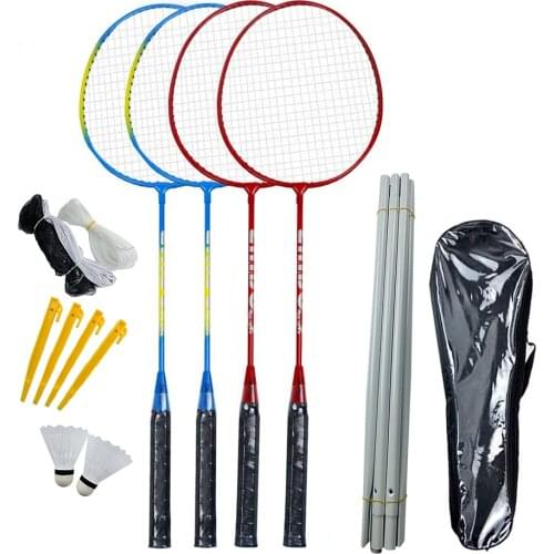 4pcs Light Double Badminton Racquet Titanium Professional Badminton Rackets Set Alloy Lightest Playing Badminton Sport Accessory