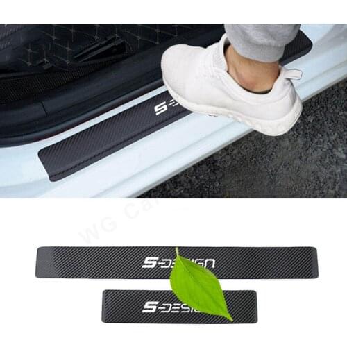 4pcs Carbon Fiber Vinyl Car Scuff Plate Stickers For Fiat S-Design Door Sill Guard Car Sticker