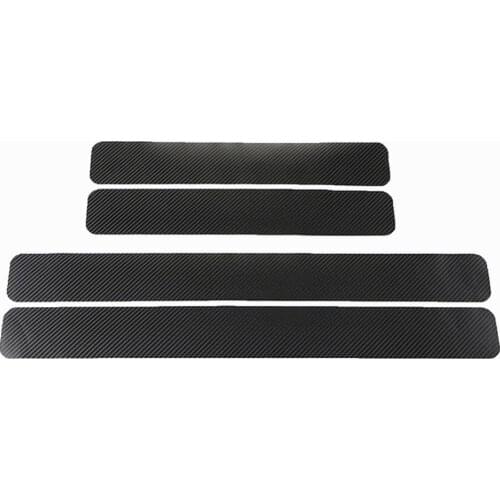 50% Hot Sale 4Pcs 4D Carbon Fiber Auto Car Door Sill Stickers Anti-Scratch Protection Cover Exterior Accessories