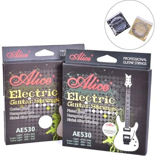 6Pcs/set AE530 Electric Guitar Strings 1st-6th Light Super Light Extra Light Nickel Alloy Wound Full Set Hexagonal Core