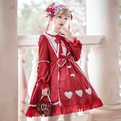 Alice Story Gothic Lolita Ball Gown Knee-Length Dress New Elegant Temperament Slim Bow Peter Pan Collar Dress
