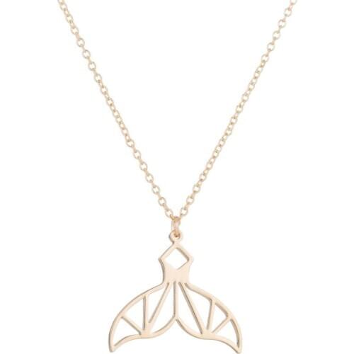 American and American popular, hollow mermaid tail stainless steel necklace douyin the same web celebrity jewelry