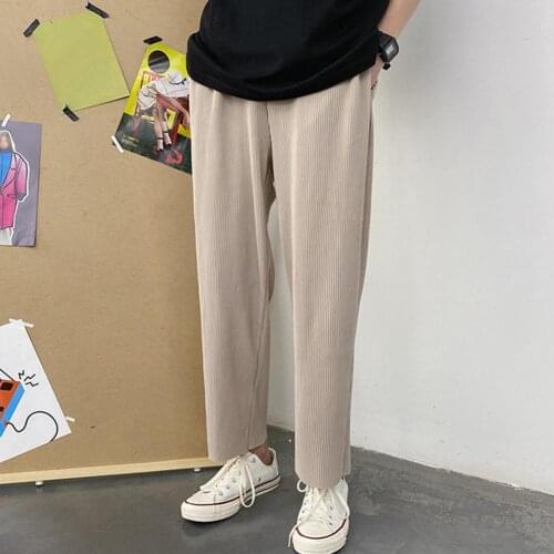 Men High Quality Pants Summer Casual Solid Color Men Pants Multi Pockets Breathable Mid Rise Wide Leg Straight Pants Streetwear