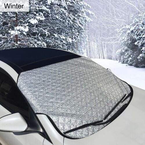 Car Windshield Cover Protector Preventing Snow Ice Sun Shade Dust Frost Freezing Thickened Protector with Anti-Theft Edges