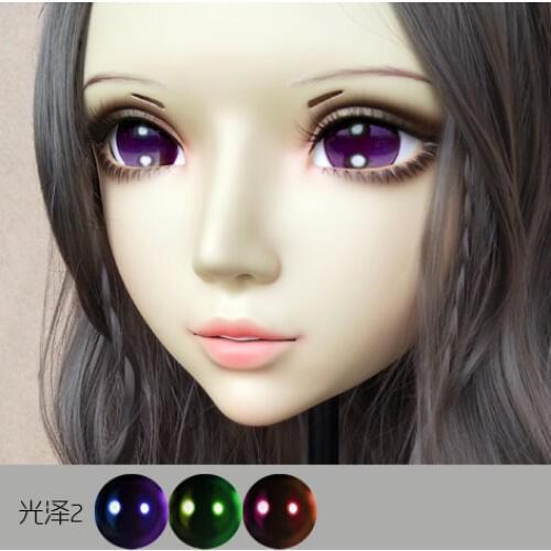 GL059) Sweet Girl Resin Half Head BJD Kigurumi Mask With Eyes Cosplay Anime Role Lolita Mask Crossdress Doll