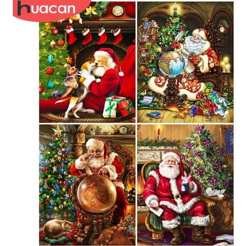 HUACAN 5D DIY Diamond Painting Full Square Christmas Diamond Embroidery Santa Claus Mosaic Rhinestone Decoration