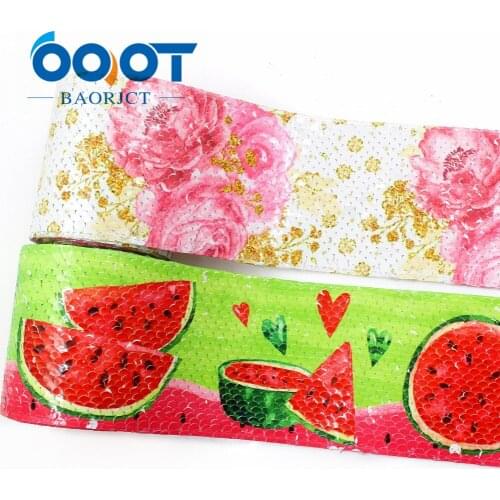 OOOT BAORJCT I-19410-914,Printing Sequin Shiny Glitter Cartoon 3'' Ribbon DIY Hairbows Accessories Wedding Party Decoration 2y