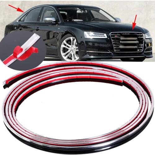 2PCS 4mmx2m Car Chrome Strips Front Rear Fog Light Cover Door Window Body Decorative Strip Trim Decoration Bumper Protector