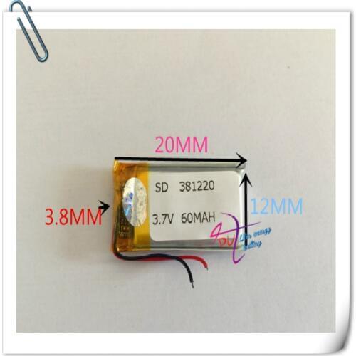 Wholesale 10 x pcs 3.7V 60mAh 381220 401220 Lithium Polymer Li-Po Rechargeable Battery For Mp3 MP4 MP5 GPS bluetooth