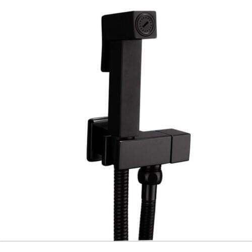 Toilet Bidet Set Square Black Single Cold Bathroom Toilet Shower Blow-fed Spray Gun Nozzle Bidet Faucet Copper Bathroom Hardware
