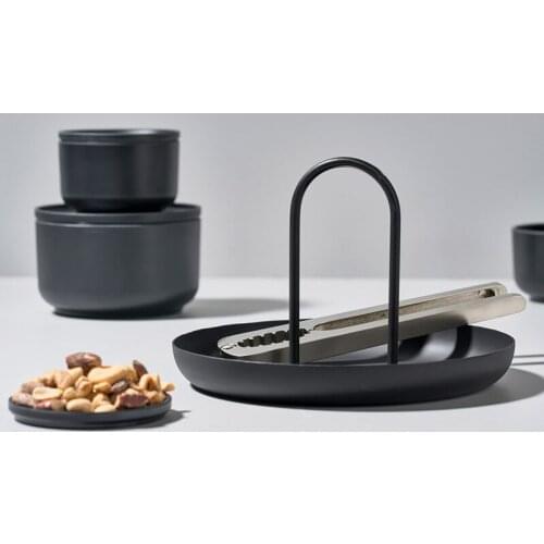 Desktop Storage Tray Nordic Plastic Round Jewelry Trays Living Room Kitchen Table Meal Snack Tray Plate with Handle Home Decor