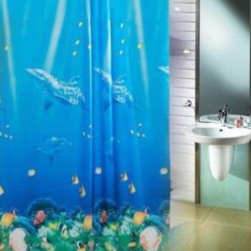 Opaque Shower Curtain / High-Grade Waterproof Shower Curtain Mildew Trade Jumbo Ocean Blue Series Bathroom Shower Curtain
