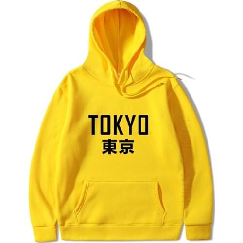 New Arrival Japan Harajuku Hoodies Tokyo City Printed Pullover Streetwear Hip Hop Sweatshirt Men/Women Black Hoodies S-3XL