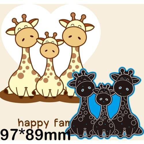New Metal Cutting Dies Scrapbooking Cute Little Giraffe Family DIY Album Paper Craft Embossing Stencil Decoration 97*89mm