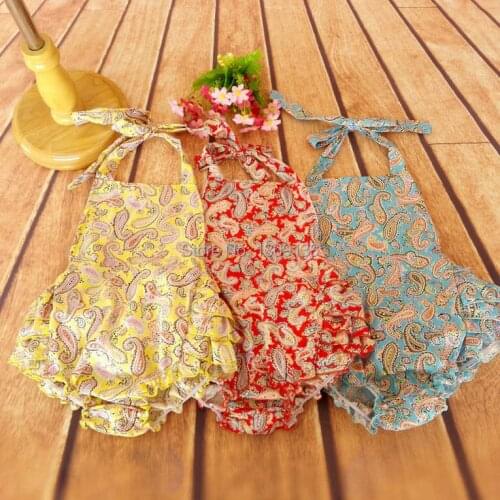 Cashew Flowers Girls Adorable Spring And Summer Floral Print Ruffle Romper Girls Bubble Halter Sunsuit Romper Outfit Clothes