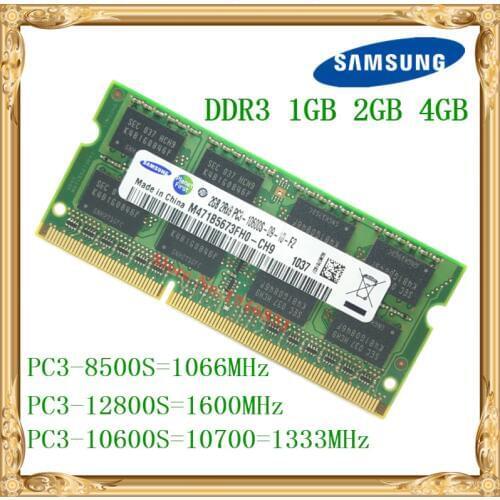 Samsung Laptop memory DDR3 4GB 2GB 1GB 1066 1333 1600 MHz PC3-10600 8500 12800 notebook RAM 10600S 2G 4G