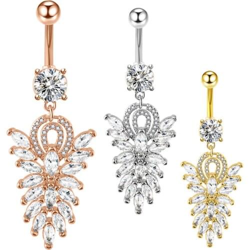 Sexy Belly Button Rings Navel Piercing Jewelry Surgical Steel Zircon 14G 10mm Body Jewelry For Women Ombligo Nobril