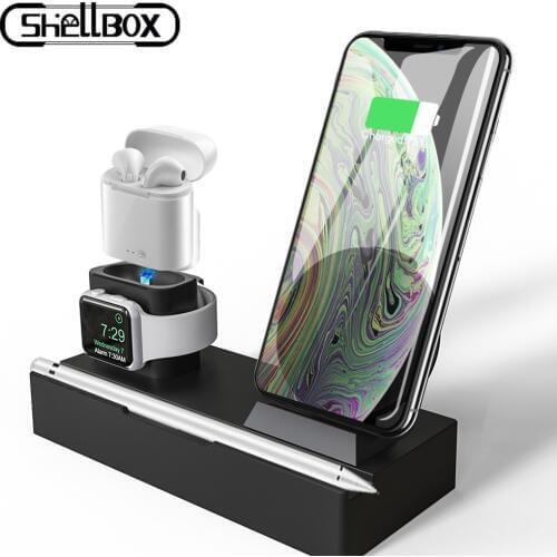 Wireless Charger Stand for iPhone AirPods Apple Watch, Charge Dock Station Charger for Apple Watch Series 4/3/2/1 iPhone X 8 XS